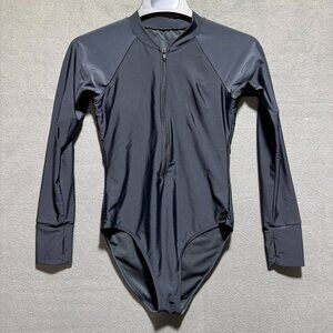 RELLECIGA Womens One Piece Black Swimsuit Long Sleeve Rash Guard Shirt Size S